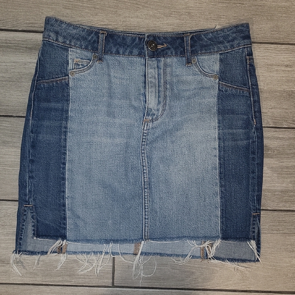 PAIGE Blue Denim Patchwork Skirt